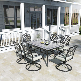 67x40 Inch Aluminum Patio Dining Table in Antique Bronze | Outdoor Rectangle Table for 6 with 2.4" Umbrella Hole