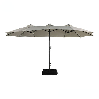 15FT Rectangular Outdoor Umbrella with LED Lights & Base – Day-to-Night Patio Shade for Backyard & Garden