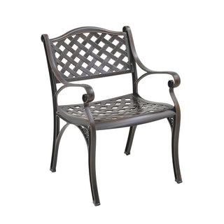 Bronze Cast Aluminum Outdoor Patio Dining Arm Chairs, Set of 2, Weather-Resistant Garden & Courtyard Seating