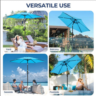 7.5 Ft Black Market Umbrella with Crank Lift & Tilt. UV-Resistant Canopy for Pool, Backyard & Patio Without base
