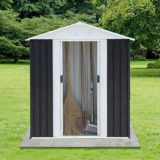 5 x 3 FT Outdoor Storage Shed with Aluminum Alloy Frame & Base, Dark Grey Metal Garden Shed for Patio, Backyard & Tool Storage