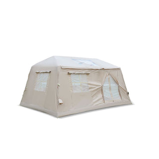 11m² Inflatable Camping Tent with Hand Pump, 4-Season Waterproof Oxford Air Glamping Tent, Easy Setup Blow Up Tent for 4-8 Persons