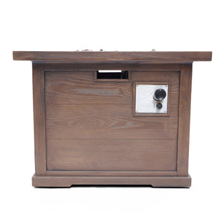 Outdoor Patio 24'' H x 32'' W Square Gas Burning MgO Fire Pit (Tank Inside), Wood-Looking - 40,000 BTU