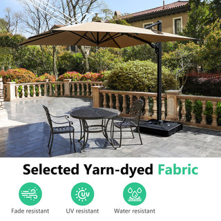 10 FT Cantilever Patio Umbrella with 360° Rotation & Tilt Adjustment, Square Outdoor Offset Umbrella with Aluminum Pole without base