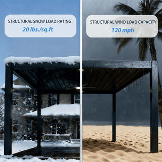 Aluminum Pergola Gazebo with Adjustable Louvered Roof & LED