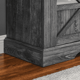 60 Inch Electric Fireplace Entertainment Center With Door Sensor-Dark Rustic Oak