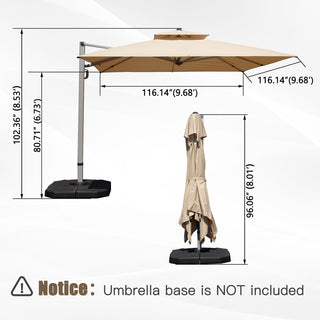 Aluminum Cantilever Patio Umbrella with Tilt Function – Outdoor Offset Market Umbrella for Backyard, Deck & Pool (Base Not Included)