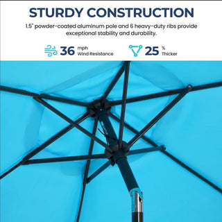 7.5 Ft Black Market Umbrella with Crank Lift & Tilt. UV-Resistant Canopy for Pool, Backyard & Patio Without base