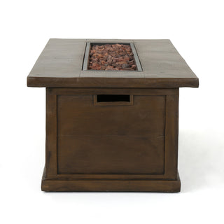 56'' Rectangular Outdoor MGO 50,000 BTU Propane Fire Pit,  Wood-Looking (Tank Cover not Included)