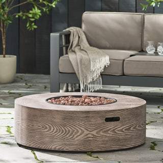 Round Iron Fire Pit – 50,000 BTU Outdoor Propane Gas Heater with External Tank Design