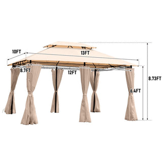 13x10 Outdoor Patio Gazebo Canopy Tent with Ventilated Double Roof & Detachable Sidewalls