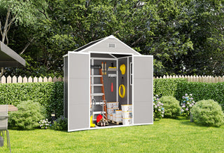 6x5 Ft Resin Storage Shed, Heavy-Duty Plastic Garden Tool Shed with Waterproof PP Panels, UV & Rust Resistant