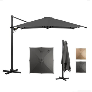 10 Ft Square Large Cantilever Patio Umbrella with 360° Rotation & Tit Adjustment and Heavy Duty Offset Polyester Canopy Deck Umbrella without base