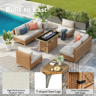 7-Piece Wicker Patio Conversation Set with Thick Cushions & Coffee Table | Outdoor Sectional Sofa for Backyard & Porch