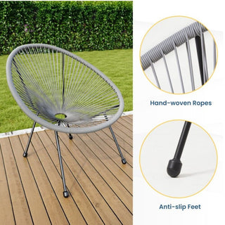 3-Piece Acapulco Wicker Patio Bistro Set with 2 Black/Gray Chairs & Glass Table