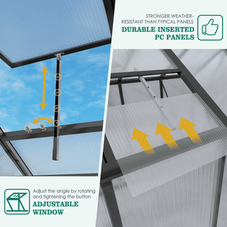 Walk-In Polycarbonate Greenhouse with Raised Base & Anchor Kit – Heavy-Duty Aluminum Greenhouse for Outdoor Backyard, All Seasons