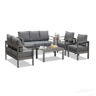 73" All-Weather Aluminum Patio Sofa, 3 Seat Outdoor Couch with Thick Cushions &  Frame