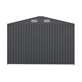 Outdoor Storage Shed 9×11 FT with 3 Lockable Doors,Utility Tool Shed Metal Storage Garden Sheds 4 Vents,Metal Sheds with Galvanized Steel Frame,for Backyard,Patio,Lawn,Grey