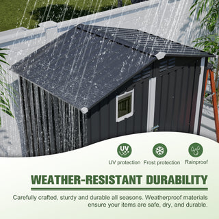 6FT x 4FT Metal Outdoor Storage Shed, Steel Garden Tool Shed for Backyard, Patio & Lawn Storage