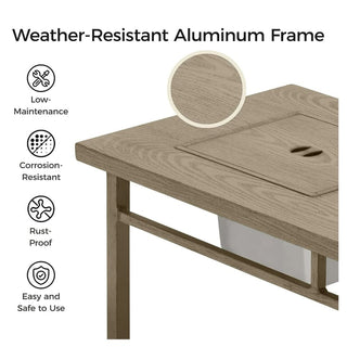 47" 3-in-1 Outdoor Aluminum Beige Propane Fire Pit Table 50,000 BTU with Ice Bucket
