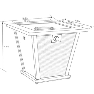 28" Propane Gas Fire Pit Table, 50000 BTU Square Steel Fire Pit for Outside Patio Deck Garden Courtyard