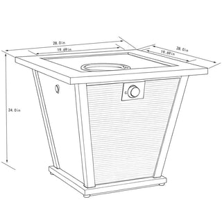 28" Propane Gas Fire Pit Table, 50000 BTU Square Steel Fire Pit for Outside Patio Deck Garden Courtyard