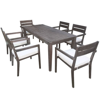 7-Piece Acacia Wood Patio Dining Set with Cushions – Large Table & 6 Chairs for Outdoor Living