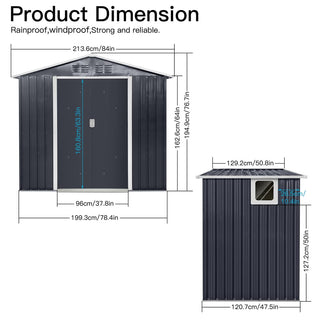 7x4.3 FT Metal Garden Shed with Window, Outdoor Storage Shed in Coal Grey, Heavy-Duty Weatherproof Steel Tool House for Backyard, Patio & Lawn