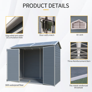 Outdoor Storage Shed with Two-Window and Double-Door, Plastic Shed with Floor for Gargen,Patio,Yard,Lawn,Black/Grey