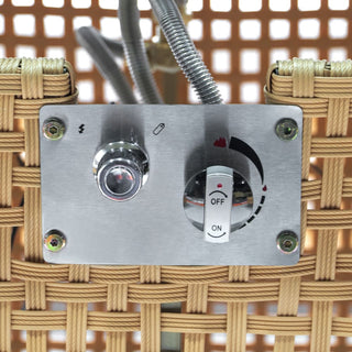 43" Propane Gas Fire Pit Table, 60000 BTU Rectangular Open Weave Wicker Fire Pit with Glass Wind Guard for Outside Patio Deck Garden Backyard