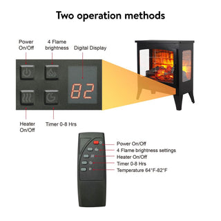 21-Inch Freestanding 3-Sided Electric Fireplace Stove Heater with 3D Flame Effect & Remote Control