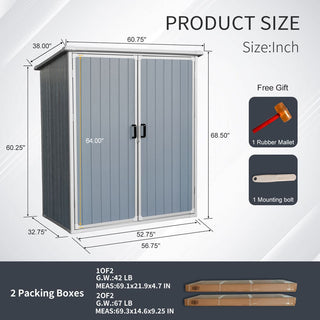 5x3 FT Outdoor Storage Shed Waterproof Resin Cabinet with Lockable Doors for Bikes and Patio Furniture