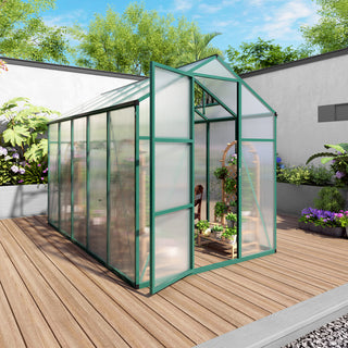Walk-In Polycarbonate Greenhouse with Raised Base & Anchor Kit – Heavy-Duty Aluminum Greenhouse for Outdoor Backyard, All Seasons