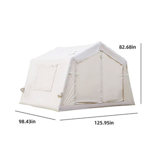 8m² Inflatable Camping Tent with Hand Pump, 4-Season Waterproof Oxford Air Glamping Tent for 4-8 Persons