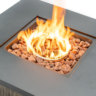 28" Propane Gas Fire Pit Table, 50000 BTU Square Steel Fire Pit for Outside Patio Deck Garden Courtyard -Black