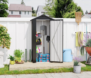 Small Metal Garden Storage Shed, Waterproof Galvanized Steel Tool Shed with Lockable Door
