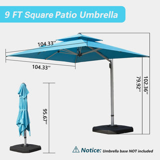 Aluminum Cantilever Patio Umbrella with Tilt Function – Outdoor Offset Market Umbrella for Backyard, Deck & Pool (Base Not Included)