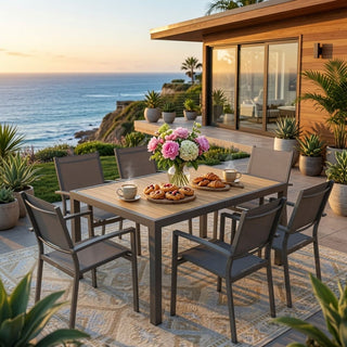 Set of 6 Outdoor Patio Dining Chairs, Heavy-Duty Metal Frame with All-Weather Textilene, Gray Outdoor Chairs for Garden, Deck & Backyard
