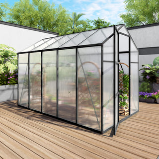 Walk-In Polycarbonate Greenhouse with Raised Base & Anchor Kit – Heavy-Duty Aluminum Greenhouse for Outdoor Backyard, All Seasons