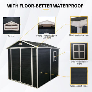 Resin Outdoor Storage Shed Kit, Weatherproof Backyard Organizer for Patio Furniture, Black