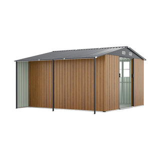 10x12 Ft Outdoor Storage Shed, Extra Large Metal Shed with Lockable Doors, Windows, Outside Steel Tiny House Ideal for Garden, Backyard, Patio Utility, Tool Storage, Chicken Coops