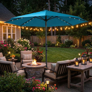 10FT LED Light Electric Market Umbrella with Remote – One-Touch Automatic Patio Umbrella