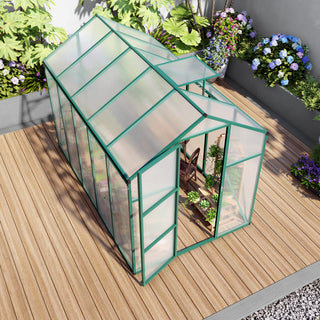 Walk-In Polycarbonate Greenhouse with Raised Base & Anchor Kit – Heavy-Duty Aluminum Greenhouse for Outdoor Backyard, All Seasons