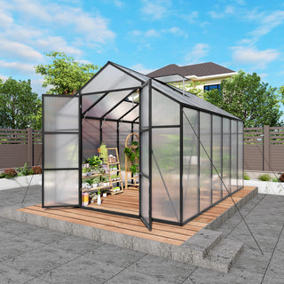 New-Design Walk-In Polycarbonate Greenhouse with Heavy-Duty Aluminum Frame – All-Season Garden & Backyard Greenhouse