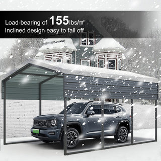 10 X 15 FT Heavy Duty Outdoor Carport Canopy with Galvanized Steel Roof and Frame, Large Metal Garage Shelter for Driveway, Car, and Truck