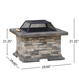 28" Square MGO Propane Fire Pit, Outdoor Gas Fire Table for Patio & Backyard