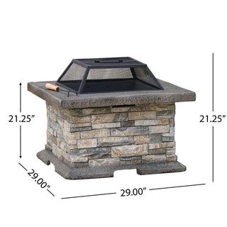 28" Square MGO Propane Fire Pit, Outdoor Gas Fire Table for Patio & Backyard