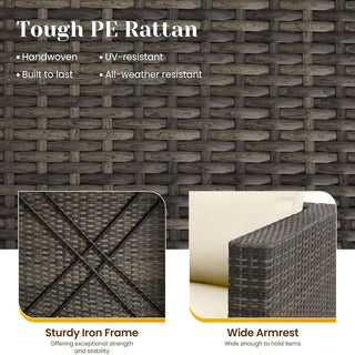 5-Piece All-Weather Wicker Patio Conversation Set With  Cushions and Glass Table