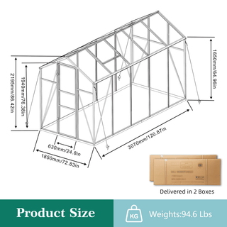 Walk-In Polycarbonate Greenhouse with Raised Base & Anchor Kit – Heavy-Duty Aluminum Greenhouse for Outdoor Backyard, All Seasons