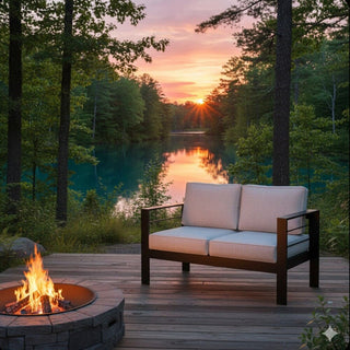 50 Inch All-Weather Aluminum Outdoor Two-Seater Sofa With Thick Cushions And Frame